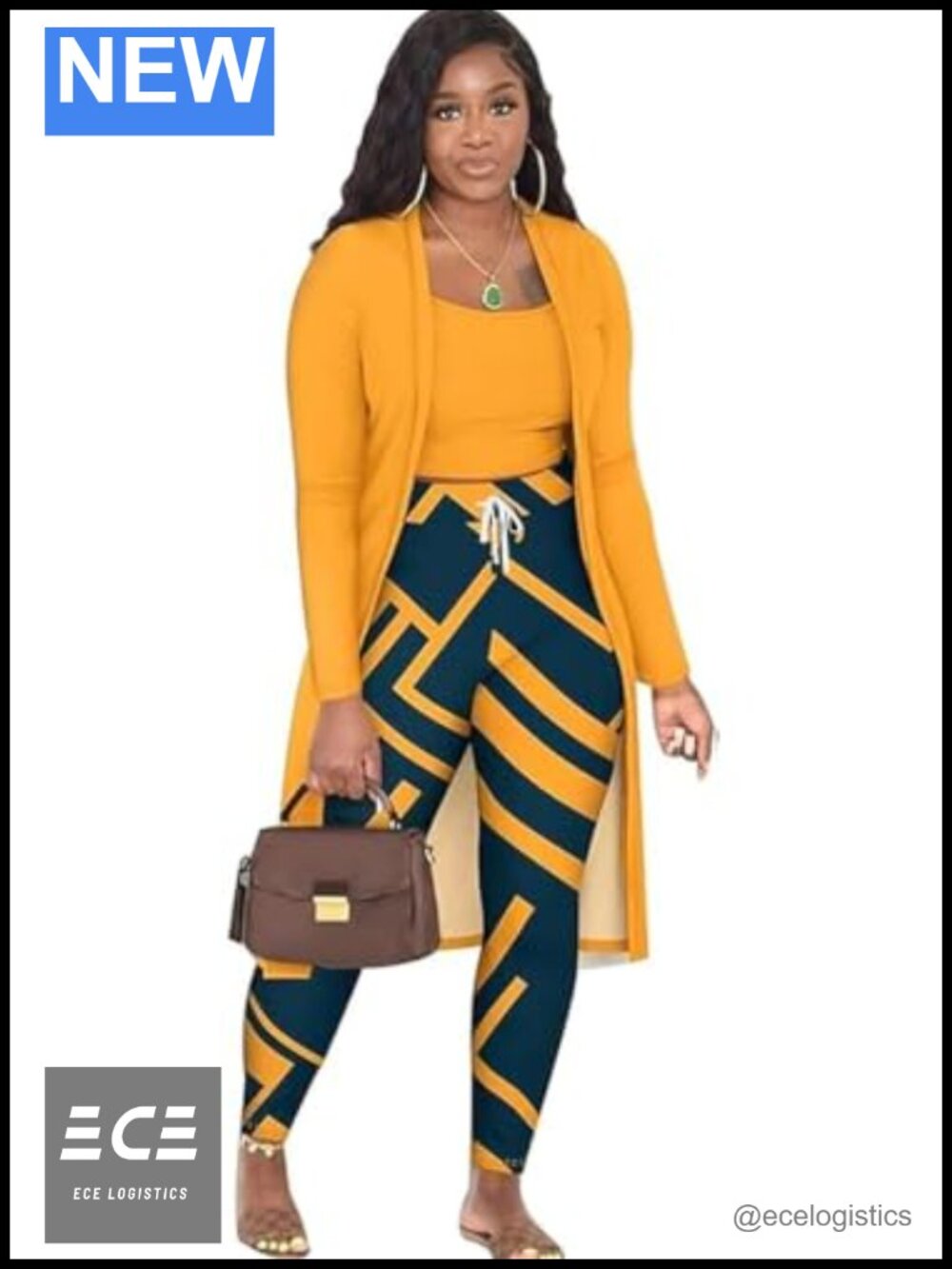 Womens 3 Piece Lounge Set Rib Knit Cardigan Tank Drawstring Pants Casual